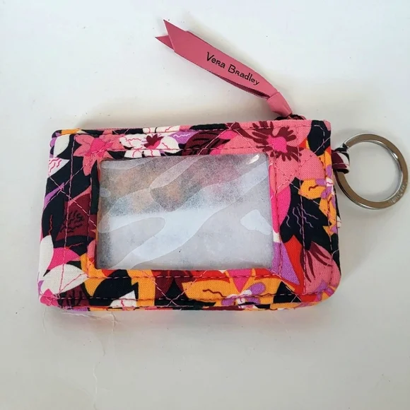 Vera Bradley Rosa Flora RFID Zip ID Case Wallet - Picture 1 of 8